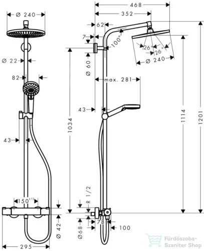 Hansgrohe HG Crometta S 240 Showerpipe króm 27267000