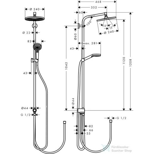 Hansgrohe HG Crometta S 240 Showerpipe Reno EcoSmart króm 27270000