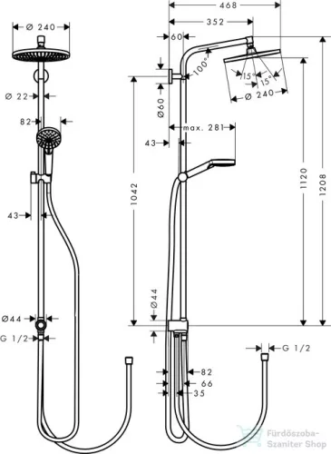 Hansgrohe HG Crometta S 240 Showerpipe Reno EcoSmart króm 27270000