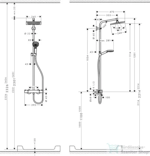 Hansgrohe HG Crometta E 240 Showerpipe EcoSmart króm 27281000