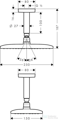 Hansgrohe Raindance E 240 AIR 1jet fejzuhany DN15, 100 mm-es mennyezeti csatlakozóval, króm  27380000