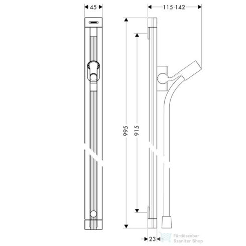 Hansgrohe Raindance Unica'S zuhanyrúd 0,90 m DN15, króm  27636000