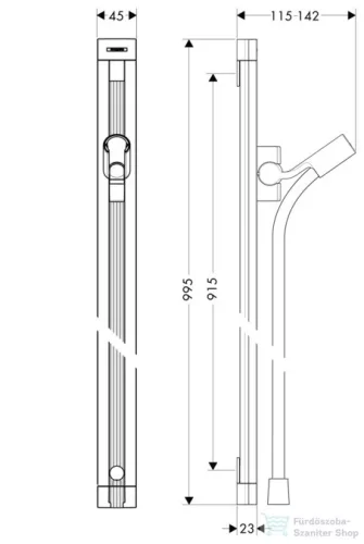 Hansgrohe Raindance Unica'S zuhanyrúd 0,90 m DN15, króm  27636000