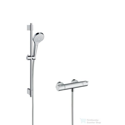 Hansgrohe CROMA Select S termosztátos zuhanycsaptelep zuhanyszettel, króm/fehér 27833400