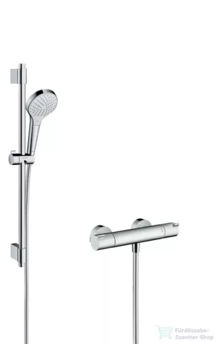 Hansgrohe CROMA Select S termosztátos zuhanycsaptelep zuhanyszettel, króm/fehér 27833400