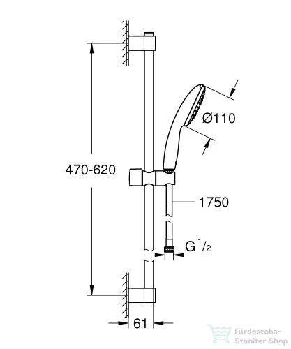 Grohe Tempesta 110 zuhanyszett 60 cm-es zuhanyrúddal,Króm 27853003