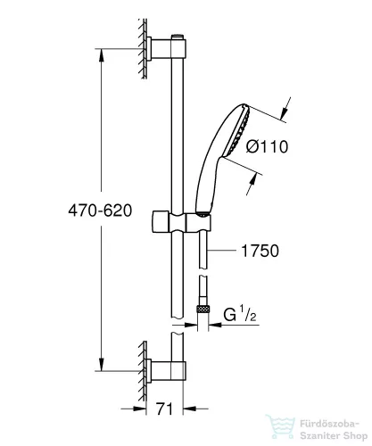 Grohe VITALIO Start 110 rudas zuhanyszett 1 funkciós fejjel,króm 27942001