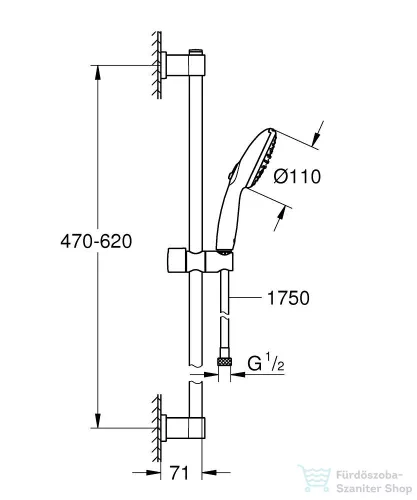 Grohe VITALIO Start 110 rudas zuhanyszett 2 funkciós fejjel,króm 27948001