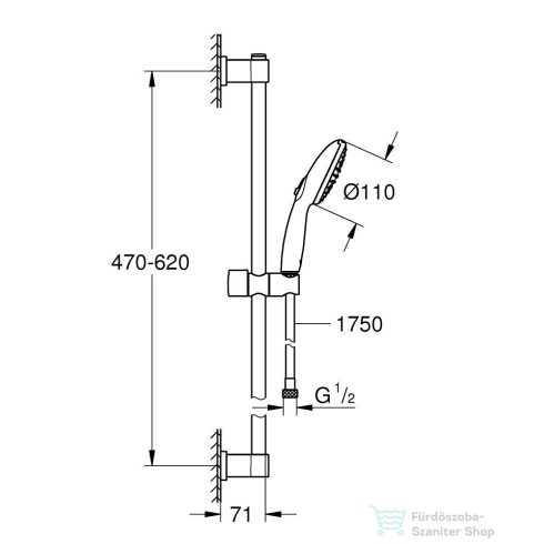 Grohe VITALIO Start 110 rudas zuhanyszett 2 funkciós fejjel,króm 2794810E