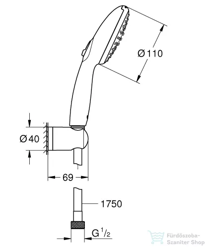 Grohe VITALIO START 110 zuhanyszett 2 funkciós fejjel,matt fekete 279502431