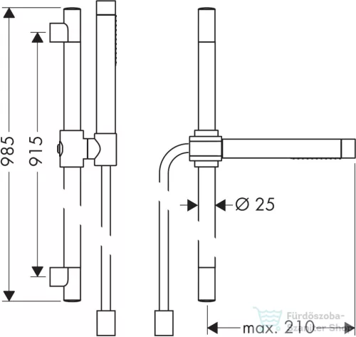 Hansgrohe Axor Starck zuhanyszett 98,5 cm-es rúddal,Szálcsiszolt fekete króm 27980340