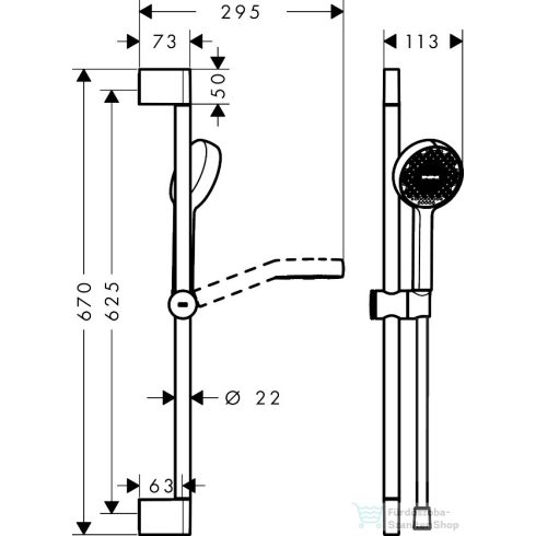 Hansgrohe Activera Select S 95 Ecosmart 2 jet 67 cm-es rudas zuhanyszett, króm 28044000