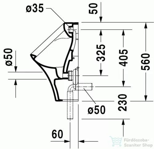 Duravit Durastyle hátsó vízbekötésű piszoár légymatricával 2804300007 ( 280430 )