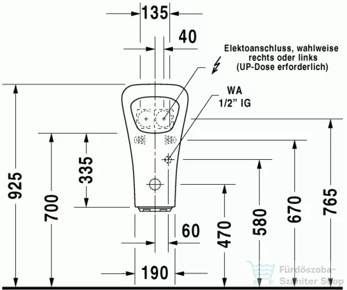 Duravit Durastyle hátsó vízbekötésű elektronikus piszoár légymatricával hálózati csatlakozáshoz 2804310097 ( 280431 )