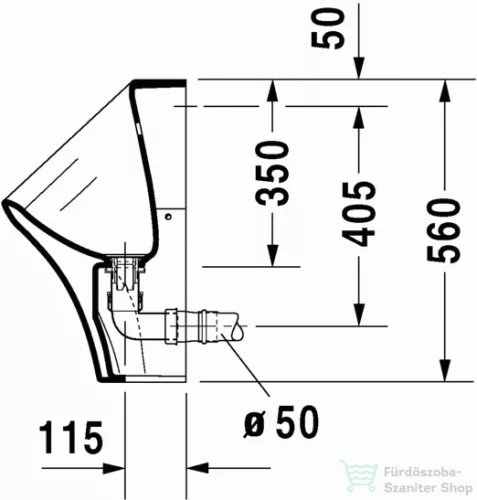 Duravit Durastyle hátsó vízbekötésű piszoár, öblítőperem nélkül HygieneGlaze felülettel 2806302000 ( 280630 )