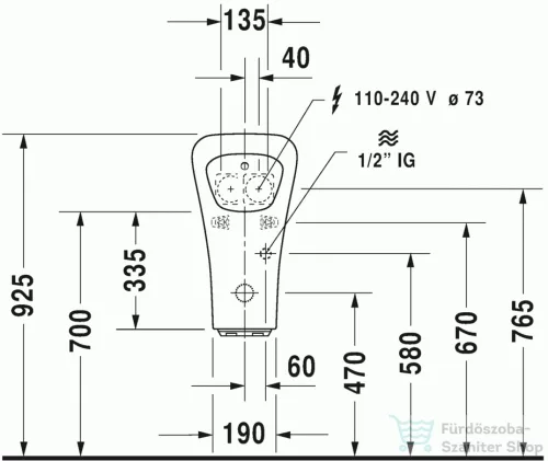 Duravit Durastyle elektronikus piszoár hálózati csatlakozáshoz öblítőperem nélkül 2806310093 ( 280631 )