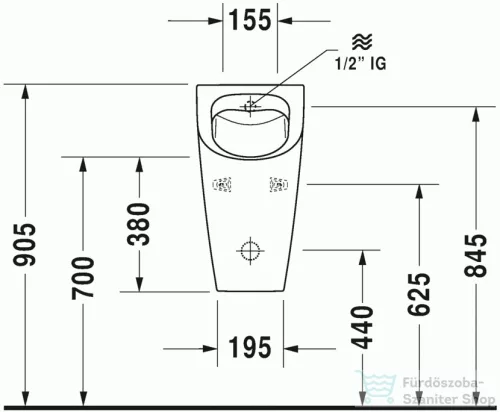 Duravit ME by Starck öblítőperem nélküli Duravit Rimless piszoár, 0,5 l, légymatricával 2809300007 ( 280930 )
