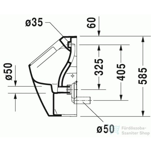 Duravit ME by Starck öblítőperem nélküli Duravit Rimless piszoár, 0,5 l, HygieneGlaze felület 2809302000 ( 280930 )