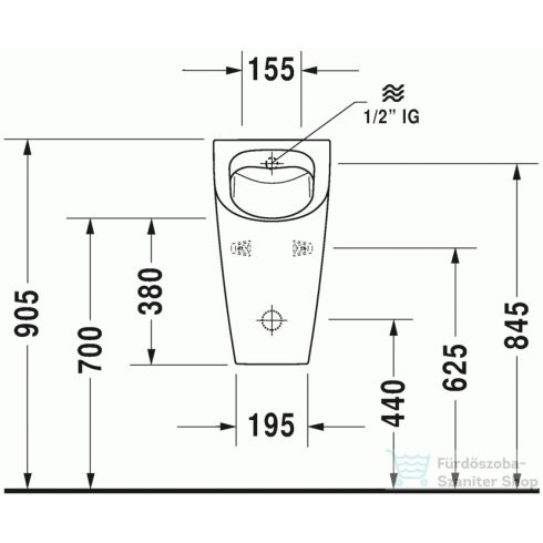 Duravit ME by Starck öblítőperem nélküli Duravit Rimless piszoár, 0,5 l, HygieneGlaze felület 2809302000 ( 280930 )