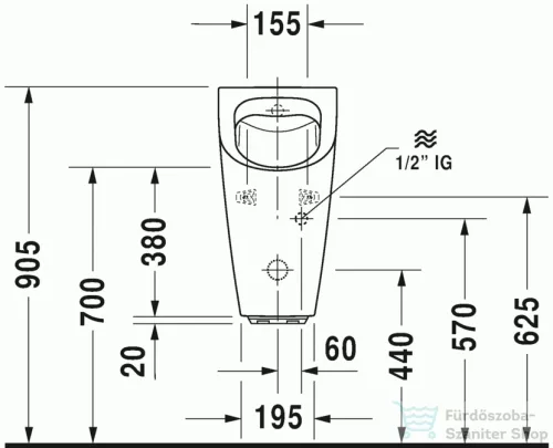 Duravit ME by Starck öblítőperem nélküli elektronikus (elem) Rimless piszoár, 0,5 l 2809310000 ( 280931 )