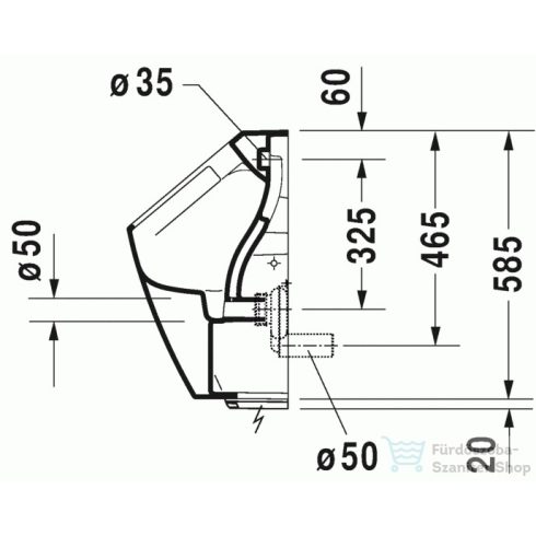 Duravit ME by Starck öblítőperem nélküli elektronikus (hálózat) Rimless piszoár, 0,5 l légymatricával 2809310097 ( 280931 )