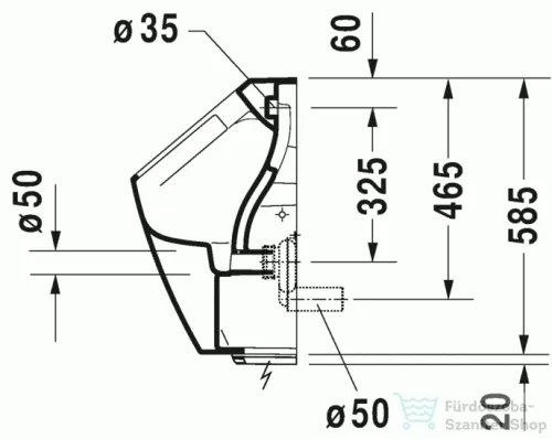 Duravit ME by Starck öblítőperem nélküli elektronikus (hálózat) Rimless piszoár, 0,5 l légymatricával 2809310097 ( 280931 )