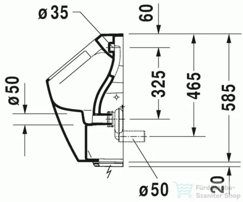 Duravit ME by Starck öblítőperem nélküli elektronikus (elem) Rimless piszoár, 0,5 l HygieneGlaze felület 2809312000 ( 280931 )