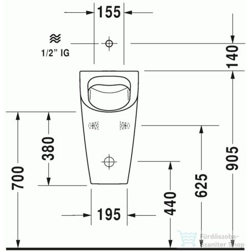 Duravit ME by Starck öblítőperem nélküli felső bekötésű Rimless piszoár, 0,5 l, 2815300000 ( 281530 )