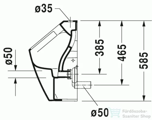 Duravit ME by Starck öblítőperem nélküli felső bekötésű Rimless piszoár, 0,5 l, légymatricával 2815300007 ( 281530 )