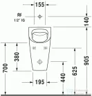 Duravit ME by Starck öblítőperem nélküli felső bekötésű Rimless piszoár, 0,5 l, légymatricával 2815300007 ( 281530 )