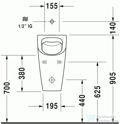 Duravit ME by Starck öblítőperem nélküli felső bekötésű Rimless piszoár, 0,5 l, légymatricával 2815300007 ( 281530 )