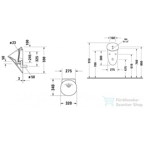 Duravit WHITE TULIP leszívó rendszerű perem nélküli vizelde,2817300000