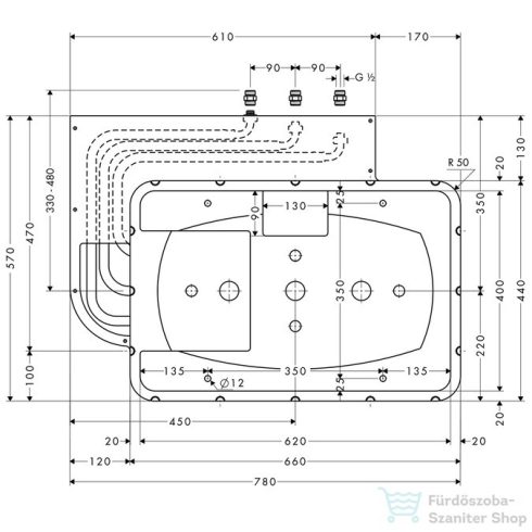 Hansgrohe Alaptest 680 mm x 460 mm-es Raindance Rainmakerhez 28414180