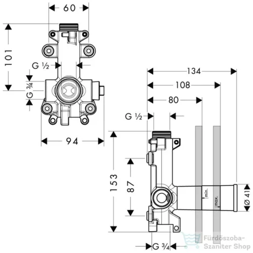 Hansgrohe Alaptest falsík alatti zuhanymodulhoz 12 x 12 28486180