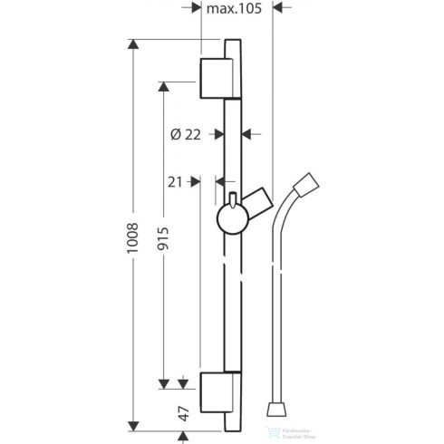 Hansgrohe Unica S Puro 90 cm-es zuhanyrúd zuhanycsővel, polírozott arany hatású 28631990