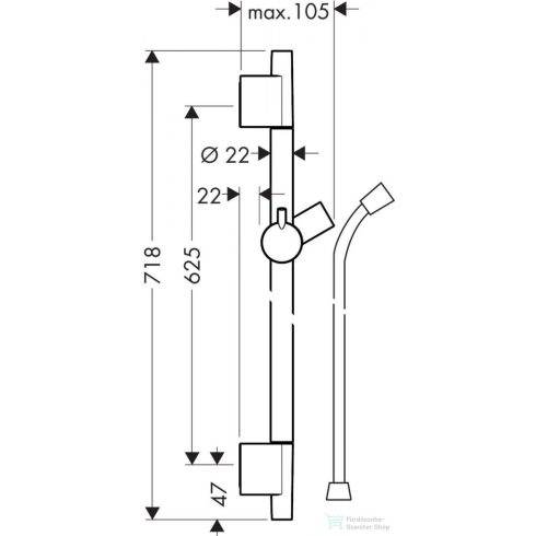 Hansgrohe Unica S Puro 65 cm-es zuhanyrúd zuhanycsővel, matt fekete 28632670