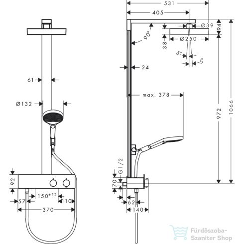 Hansgrohe Rainfinity Showerpipe 250 1 jet Showertablet 350 zuhanyrendszer,matt fehér 28742700