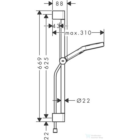 Hansgrohe Rainfinity Ecosmart 130 S Puro 3 jet 65 cm-es,rudas zuhanygarnitúra Designflex textil gégecsővel,matt fehér 28746700