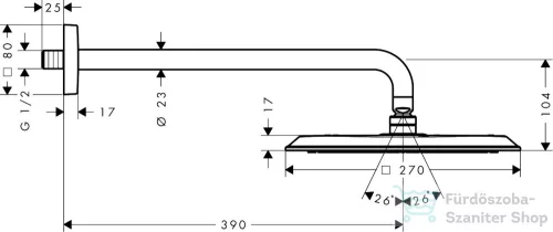 Hansgrohe AXOR CITTERIO C 27x27 cm-es fejzuhany zuhanykarral,szálcsiszolt bronz 28790140