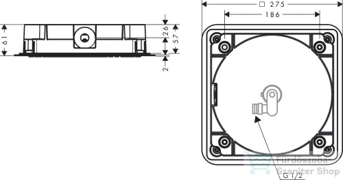 Hansgrohe AXOR CITTERIO C Ecosmart 27x27 cm-es mennyezetbe építhető fejzuhany alaptest nélkül,szálcsiszolt nikkel 28795820