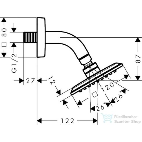 Hansgrohe AXOR CITTERIO C 12x12 cm-es 1 jet Ecosmart esőztető zuhanykarral, szálcsiszolt fekete króm 28810340
