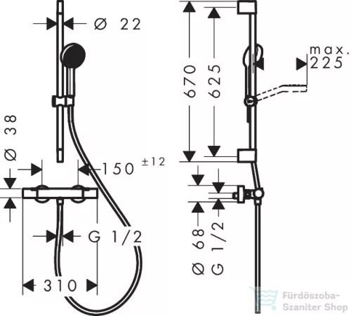 Hansgrohe ACTIVERA Select S termosztátos zuhany csaptelep zuhanyszettel, króm 28876000
