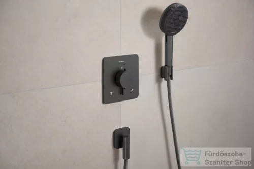 Hansgrohe FIXFIT FINE Q gégecső csatlakozó visszafolyásgátlóval, szálcsiszolt fekete króm 28884340