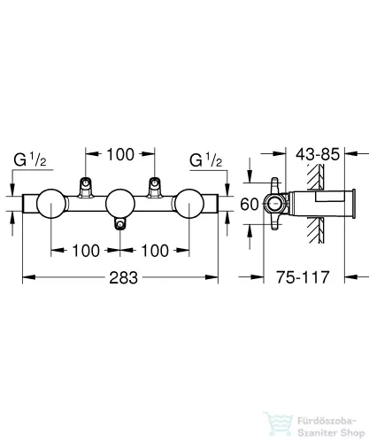 Grohe beépítőkészlet 3-lyukas mosdó csaptelepekhez 29025002