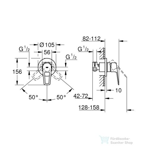 Grohe BAULOOP falsík alatti kád/zuhany csaptelep belső egységgel,Króm 29042001