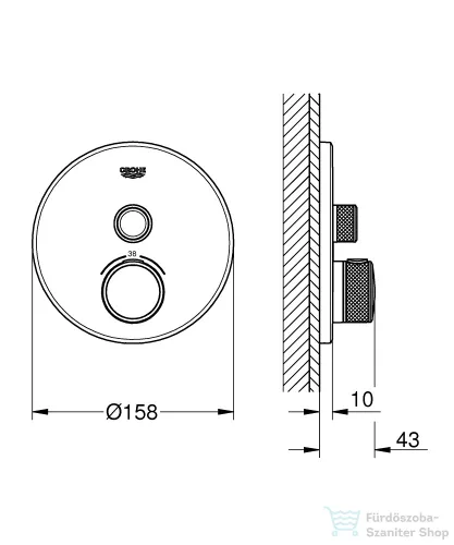 Grohe Grohtherm SmartControl termosztátos falsík alatti csaptelep 1 fogysztóhoz,Supersteel 29118DC0