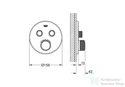 GROHE Grohtherm SmartControl falsík alatti termosztátos csaptelep 2 fogyasztóhoz,belső egység nélkül,Hard Graphite 29119A00