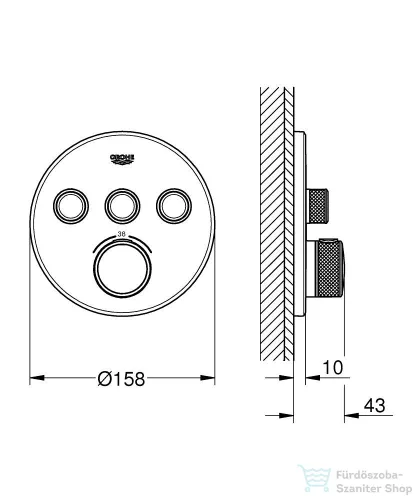 Grohe GROHTHERM Smartcontrol falsík alatti termosztátos kád/zuhany csaptelep,Hard Graphite 29121A00
