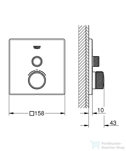 GROHE Grohtherm SmartControl falsík alatti termosztátos csaptelep 1 fogyasztóhoz,belső egység nélkül,Hard Graphite 29123A00
