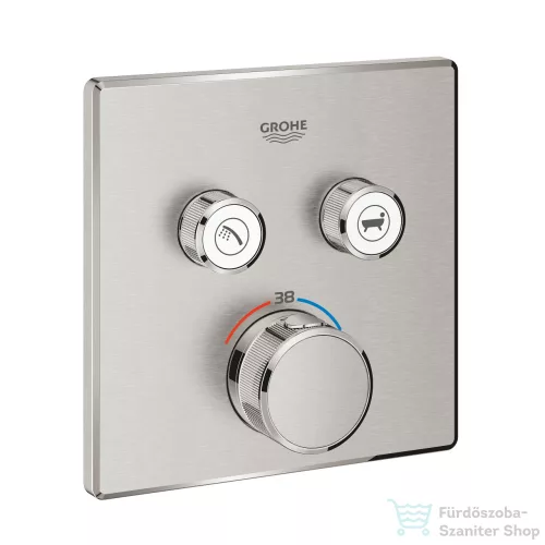 GROHE Grohtherm SmartControl falsík alatti termosztátos csaptelep 2 fogyasztóhoz,belső egység nélkül,Supersteel 29124DC0